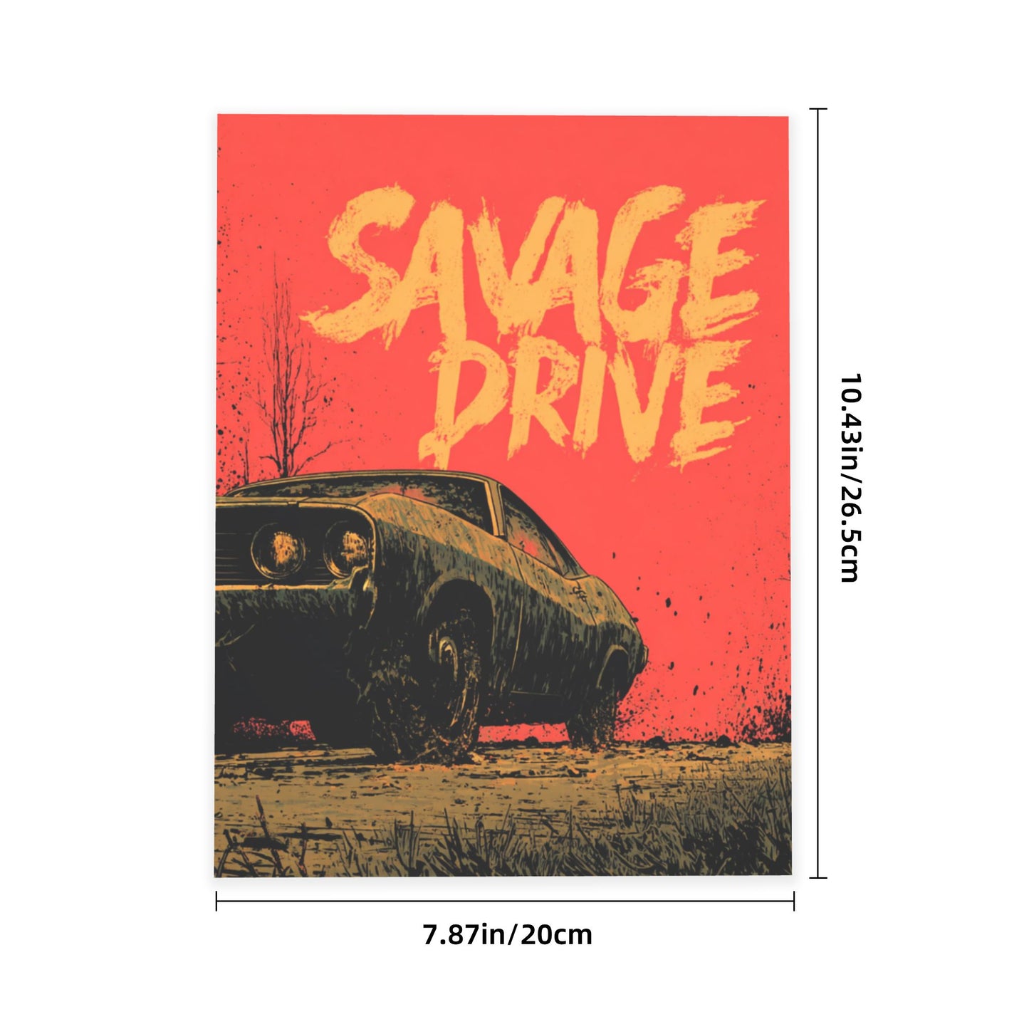 Retro Crystal Wall Sticker “SAVAGE DRIVE” – Muscle Car Themed Decorative Poster 20×26.5cm for Bedroom, Garage, Office, Café
