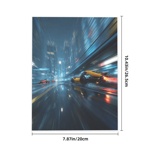 Futuristic City Racing Crystal Sticker – Supercar Wall Art Decoration 20×26.5cm for Bedroom, Garage, Office, Game Room, Café