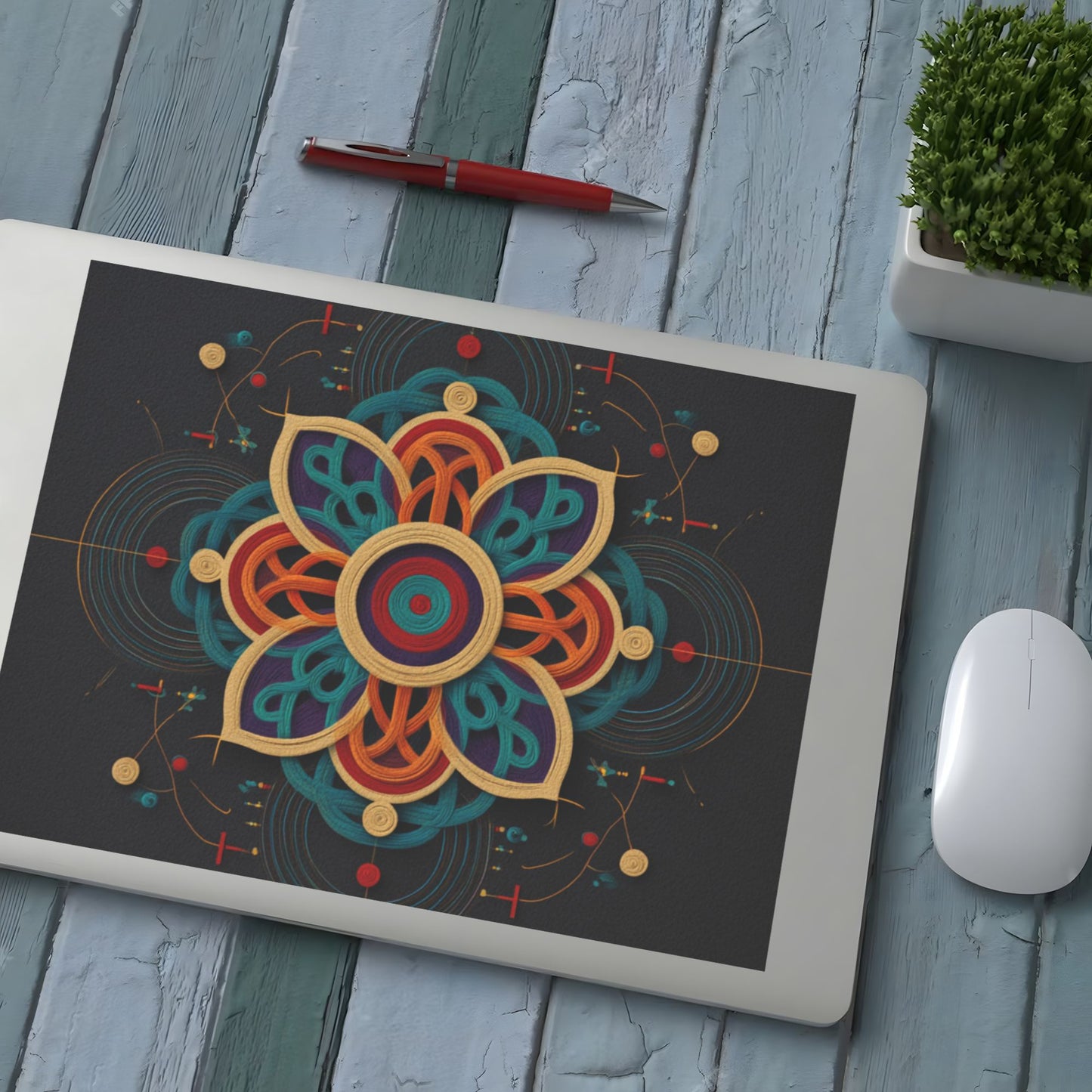 Mandala Geometric Crystal Sticker – Creative Symmetrical Art Decoration, HD Waterproof Crystal Poster for Wall, Desk, Home & Office