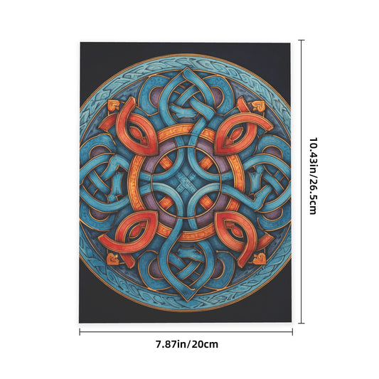 Celtic Geometric Pattern Crystal Sticker – Colorful Artistic Round Wall Art Poster 20×26.5cm for Bedroom, Office, Café, Yoga Room