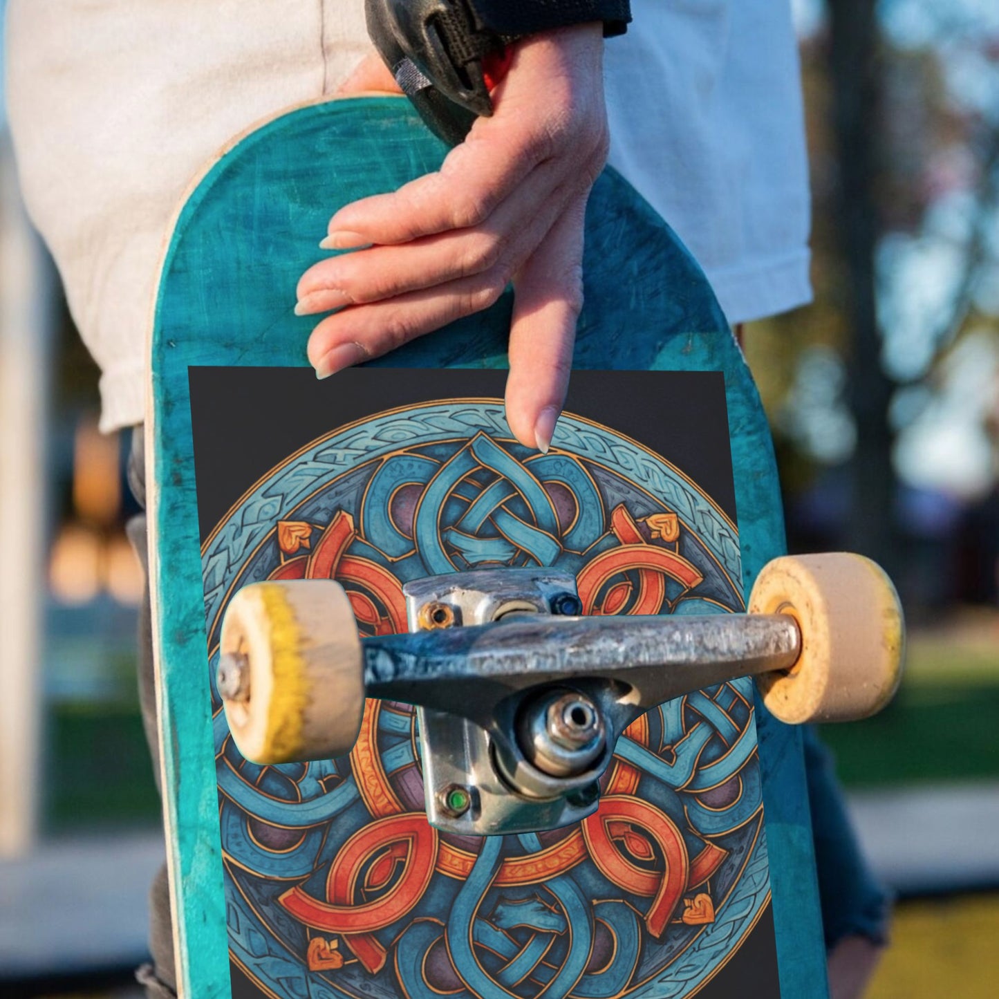 Celtic Geometric Pattern Crystal Sticker – Colorful Artistic Round Wall Art Poster 20×26.5cm for Bedroom, Office, Café, Yoga Room