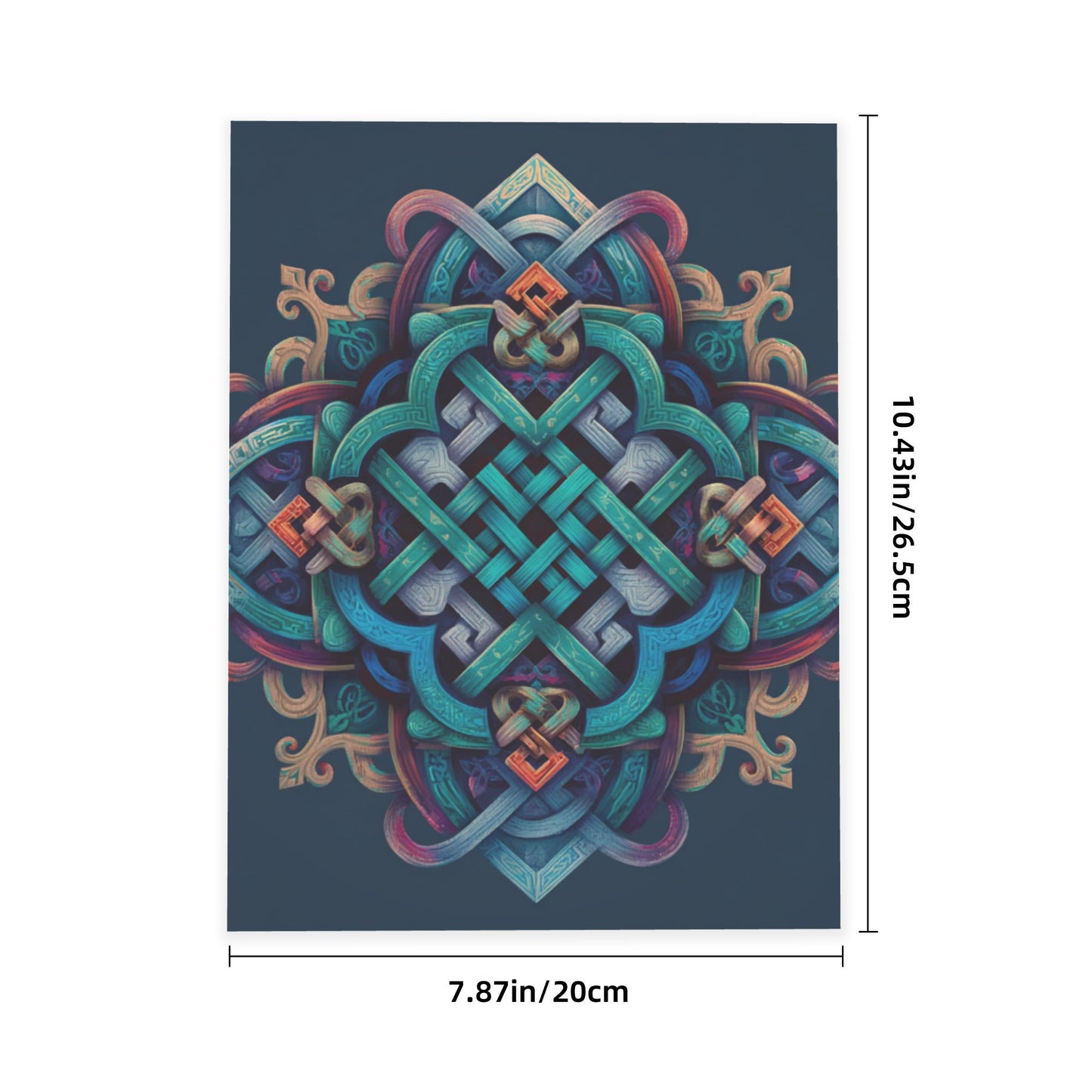 Celtic Geometric Pattern Crystal Sticker – Colorful 3D Style Artistic Wall Art Poster 20×26.5cm for Bedroom, Office, Café, Yoga Room, Meditation Space