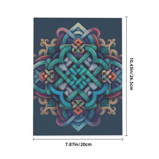 Celtic Geometric Pattern Crystal Sticker – Colorful 3D Style Artistic Wall Art Poster 20×26.5cm for Bedroom, Office, Café, Yoga Room, Meditation Space