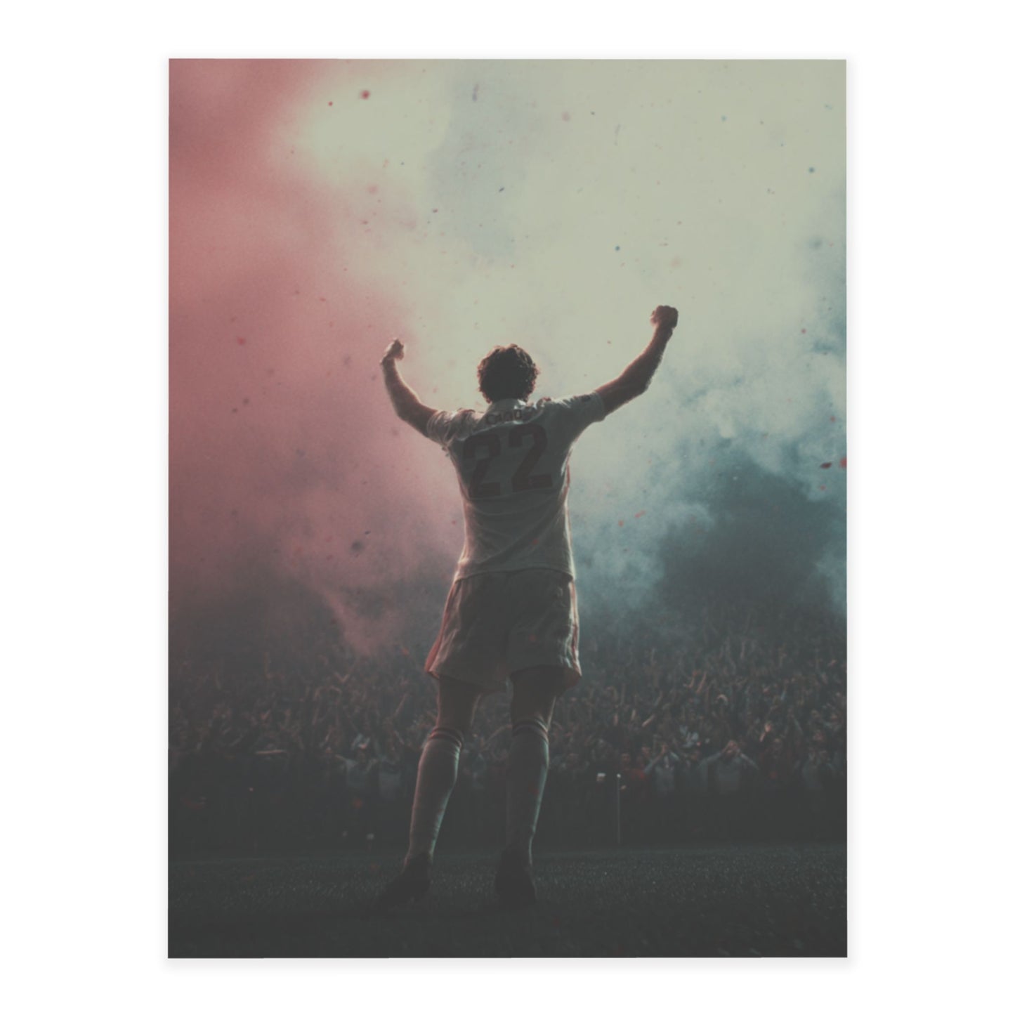 Football Victory Celebration Crystal Sticker – Dynamic Sports Wall Art Poster 20×26.5cm for Bedroom, Living Room, Gym, or Club