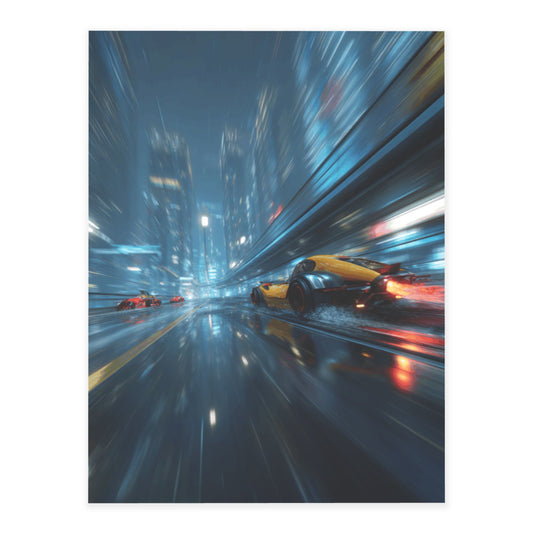 Futuristic City Racing Crystal Sticker – Supercar Wall Art Decoration 20×26.5cm for Bedroom, Garage, Office, Game Room, Café