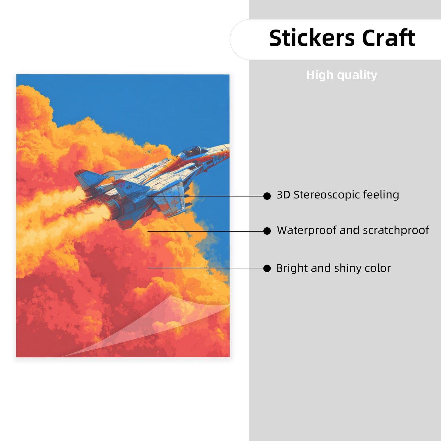 Dynamic Fighter Jet Crystal Sticker – High-Definition Aviation Theme Artwork, Waterproof Durable Wall/Desk Crystal Decoration for Home & Office
