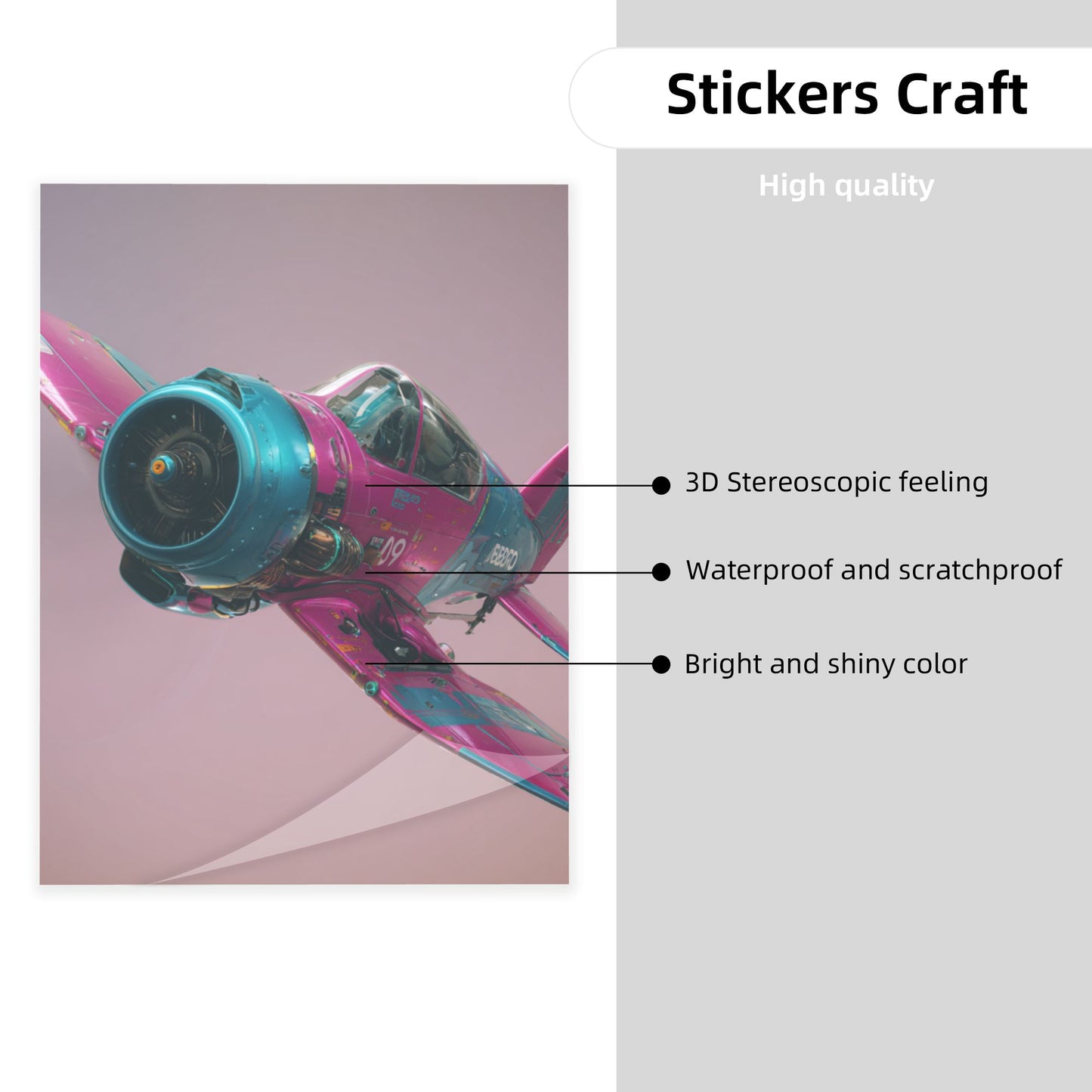 Retro Fighter Aircraft Crystal Sticker – Aviation Theme Artwork Decoration, HD Waterproof Wall/Desk Crystal Poster, Stylish Gift for Home & Office
