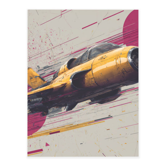Yellow Fighter Jet Crystal Sticker – High-Definition Aviation Theme Artwork, Waterproof Durable Wall/Desk Crystal Decoration for Home & Office