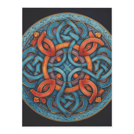 Celtic Geometric Pattern Crystal Sticker – Colorful Artistic Round Wall Art Poster 20×26.5cm for Bedroom, Office, Café, Yoga Room