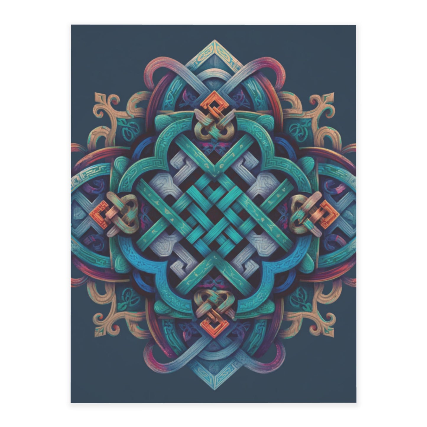 Celtic Geometric Pattern Crystal Sticker – Colorful 3D Style Artistic Wall Art Poster 20×26.5cm for Bedroom, Office, Café, Yoga Room, Meditation Space