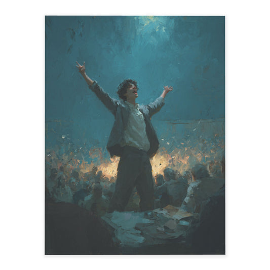 Stage Performance Crystal Sticker – Artistic Oil Painting Style Wall Art Poster 20×26.5cm for Bedroom, Living Room, Office, or Café